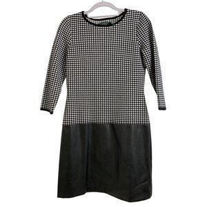 Lauren Ralph Lauren Size M Drop Waist Faux Leather Buffalo Check Dress New 7142